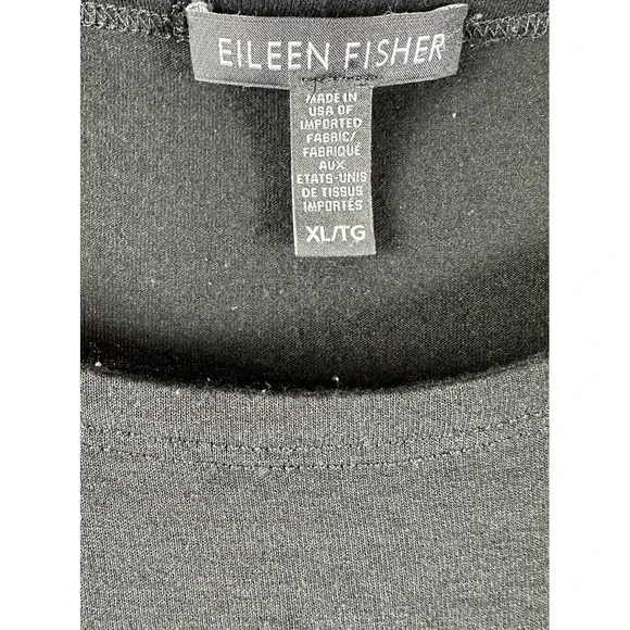 Eileen Fisher Sz XL Shirt Women's Black Knit Minimalist Spandex Blend Flaw - Picture 3 of 7